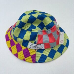 VERLOOP X Canary Checkered Knit Bucket Hat Unisex Funky Fun Colorful New